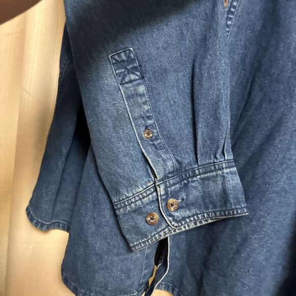 Wolverine Denim Shirt Mens XXL Blue Jean Long Sleeve Button Up Workwear Pockets - Picture 5 of 9